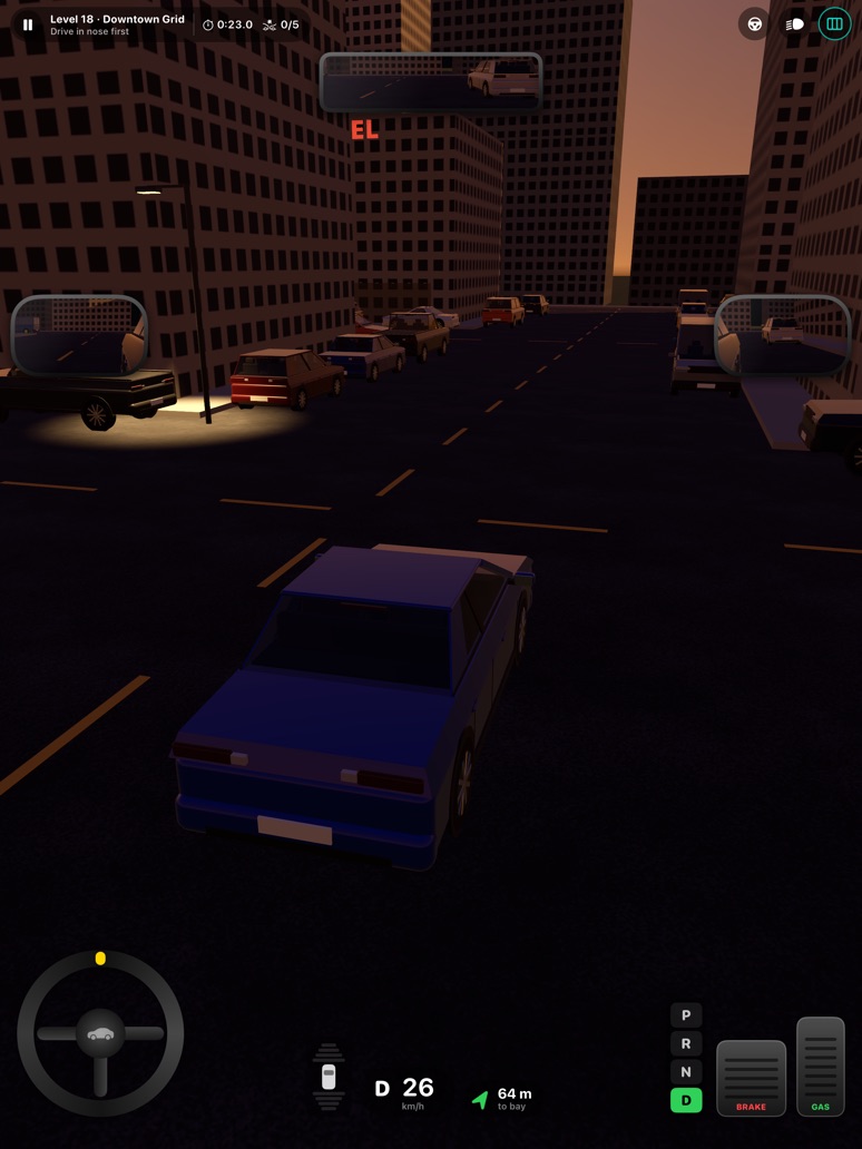 Driving through Downtown Grid at sunset on iPad